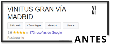 Ejemplo ficha antes de comprar reseñas en google